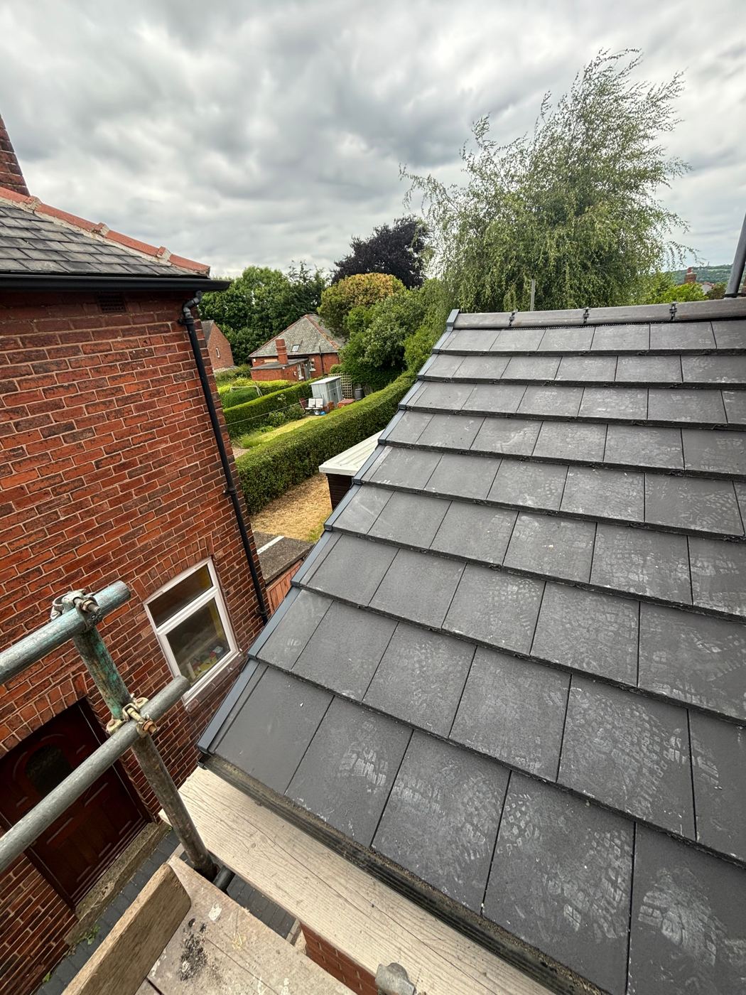 New grey tile re-roof in progress